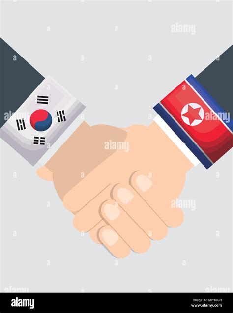 New hopeful friendship of North Korea and South Korea. Vector icon of ...