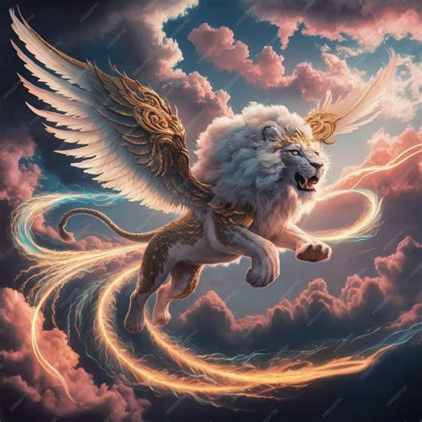 Lion digital art style a fusion of lion and dragon | Premium AI