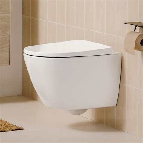 Roca Ona Wand-Tiefspül-WC, kompakt, spülrandlos mit WC-Sitz weiß, mit ...