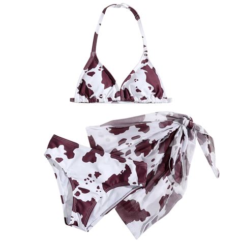 BJUTIR Toddler Baby Girl'S 3 Piece Swimsuits Cow Prints Bikini Bathing
