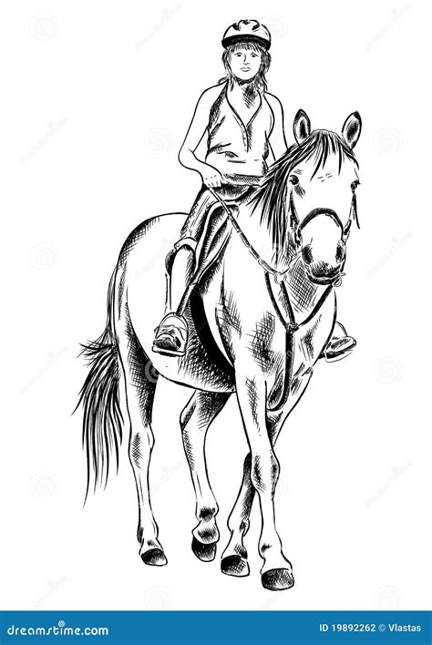Girl and horse stock vector. Illustration of drawing - 19892262