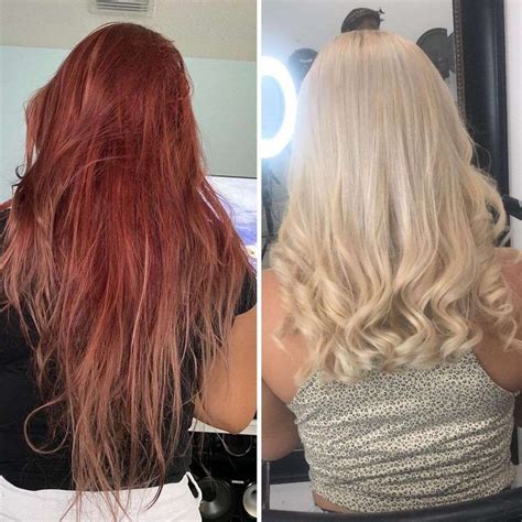 The best way to dye red hair blonde underneath at home 1
