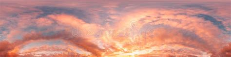 sunset sky panorama  bright glowing pink cirrus clouds hdr stock