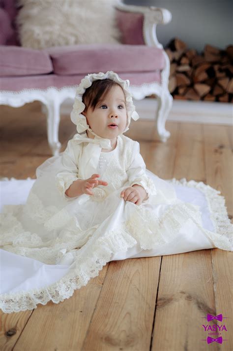 Ivory Baptism Dress, Christening Gown Girl, Baby Blessing Dress