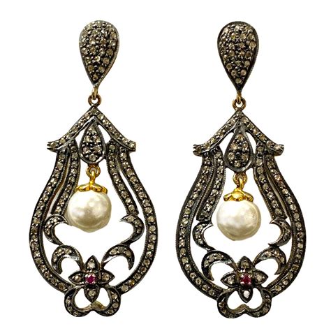 Victorian Inspired Rose Cut Diamond Earrings - Gleam Jewels
