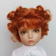 Кукла БЖД (BJD) - Парик 6-7" - Кудряшки с пробором, красная морковь ...