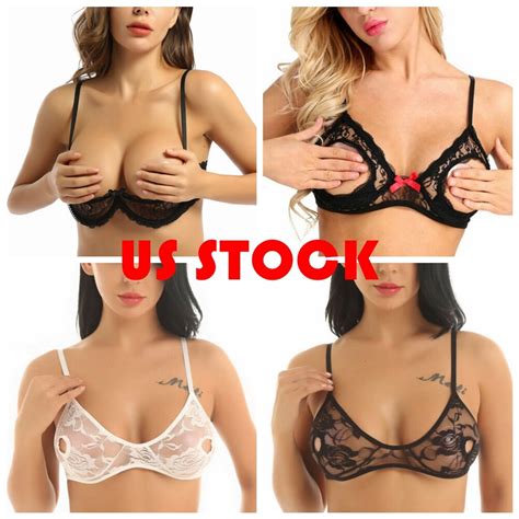 spikey bra women lingeie shee sexy lace floal open nipples ba top sheer