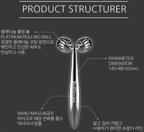 WELLDERMA Face Lifting Dark Silver Roller Platinum Tools V-Line Facial ...