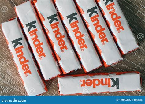 Close-up Of Kinder Chocolate Candy Sticks Made By Ferrero SpA On Wooden ...