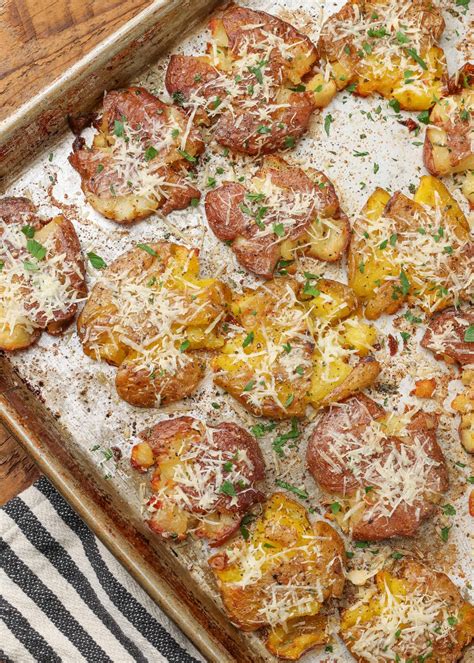 Garlic Parmesan Smashed Potatoes - Vegetable Recipes
