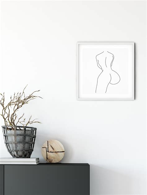 Line Drawing Woman, Erotic Nudity, Printable Nude Art, Woman Butt