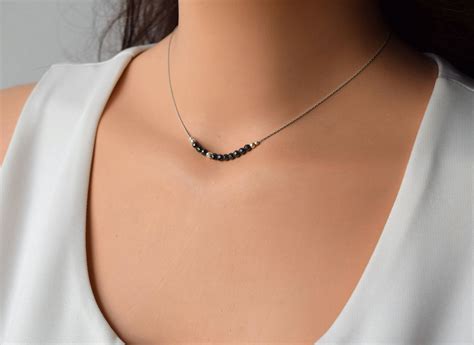 Dainty Silver Necklace Silver Dainty Necklace Hematite | Etsy