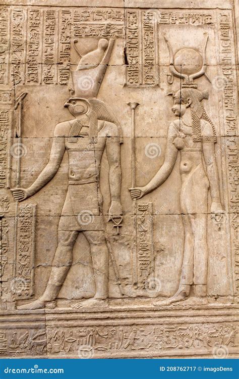 ancient relief   egyptian gods   wall  kom oombo temple