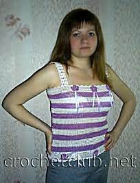 Летний топ в полоску - Вязание Крючком. Блог Настика
