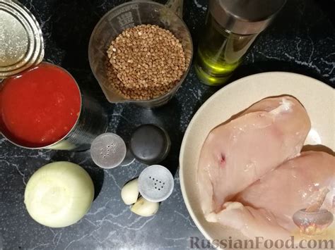 Рецепт: Гречка с куриным филе и помидорами на RussianFood.com