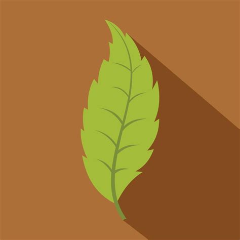narrow toothed green leaf icon flat style  vector art  vecteezy