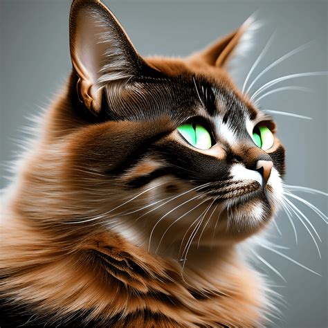 CAT with BROWN FUR and BLACK STRIPES with GREEN · Creative Fabrica