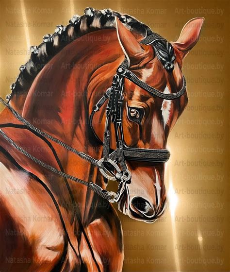 Купить картину на золотом холсте "Конь" ⋆ Art Boutique