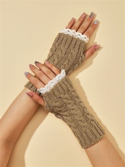 Contrast Lace Fingerless Gloves | Lace fingerless gloves, Fingerless ...