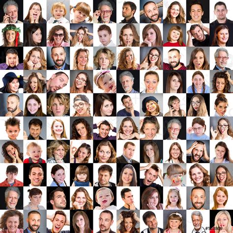 Collage of woman's faces with different expressions - stock photo ...