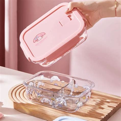 Sanrio Kawaii HelloKitty стеклянный Ланч-бокс MyMelody Cinnamoroll ...