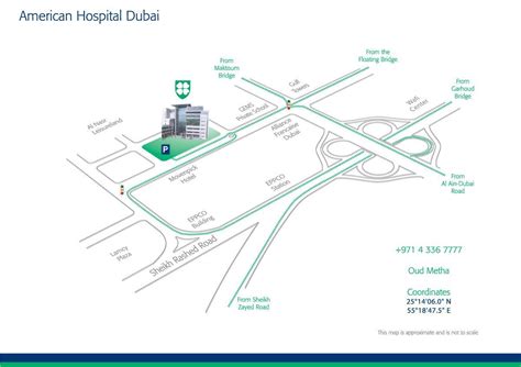 American hospital Dubai location map - Map of American hospital Dubai ...