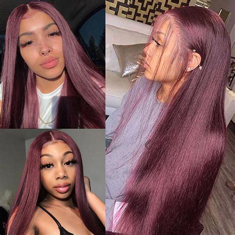 TyTqxy Wine Red Wigs for Women Long Straight Red Wig Middle Part