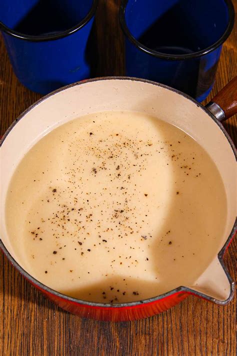 creamy onion soup thinly spread