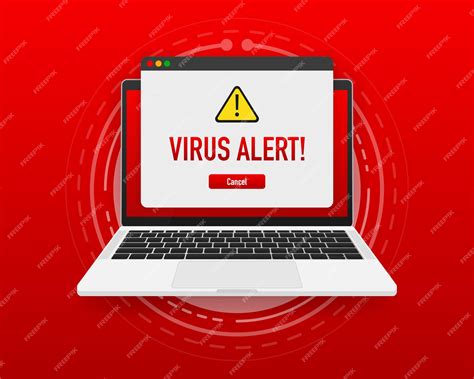 Premium Vector | Virus alert red message on browser window. virus sign