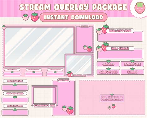 Twitch Stream Overlay Package / Strawberry / Animated Screens - Etsy