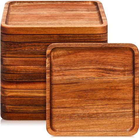 Amazon.com: Uiifan 10 Pcs Steak Plates with Juice Channel Wooden Steak