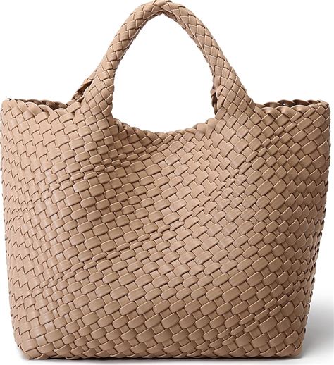 Women Large Nude Leather Tote Bag With Snap Closure - www.glwec.in