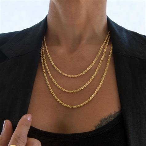 Rope Chain Necklace / 14k Solid Gold Rope Chain 2.6 Mm / - Etsy Canada