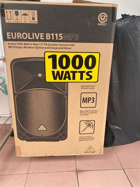 Behringer Eurolive B115MP3 1000W 15 inch Powered Speaker, Audio ...