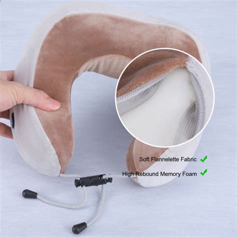 Массажная подушка U-Shaped Massage Pillow Бежевый с вибрацией и ...
