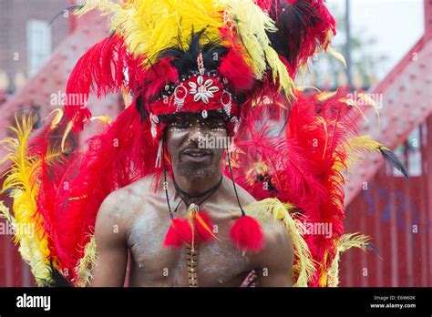 Male Samba Dancer with feathers from the London School of Samba at a ...