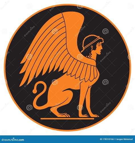 Ancient Greek Sphinx Ceramic Red Figure Vase Paint Style Vector ...