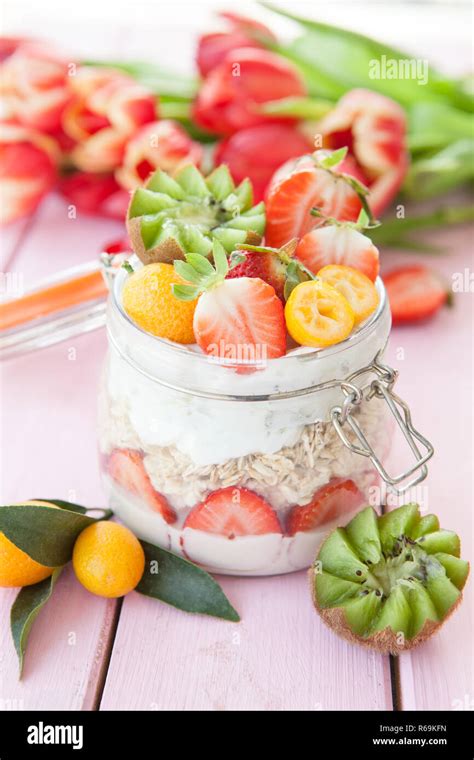 Porridge With Fruits Stock Photo - Alamy