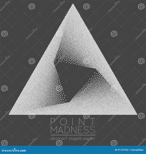 Vector Illustration Of Abstract Dotted Symbol Delta Fading Inside. Sacred Geometry Sign Made In