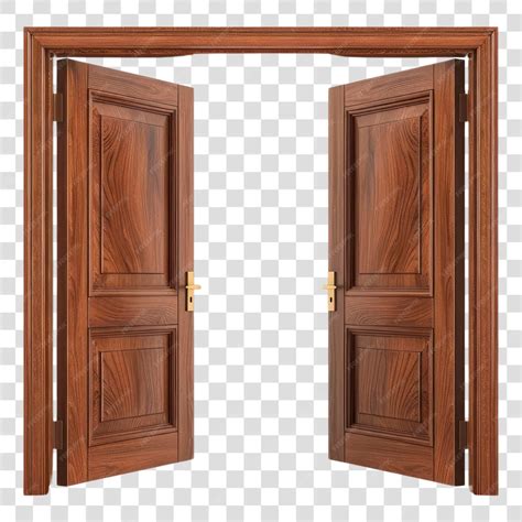 PNG Elegant wooden double doors open | Premium AI-generated PSD