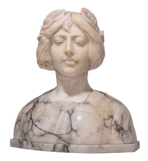 Lot - A Carrara marble and alabaster bust of the goddess Victoria, H 44