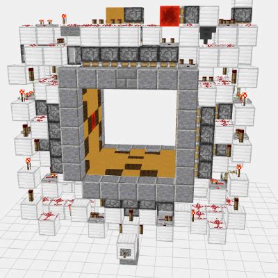 5x5 Redstone Door - 3D View Layer-By-Layer - Mineprints