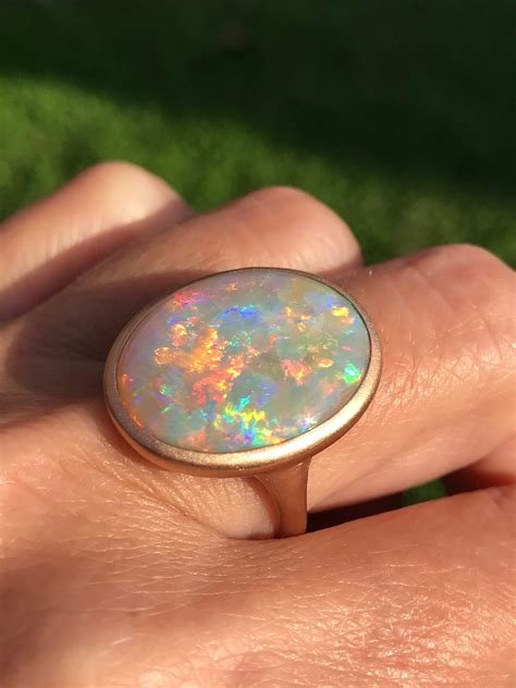 Dalben Magnificent Australian Opal Rose Gold Ring For Sale at 1stDibs