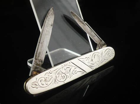 Sterling Silver Pocket Knife, Two Blade, Antique, Sheffield 1905, John ...