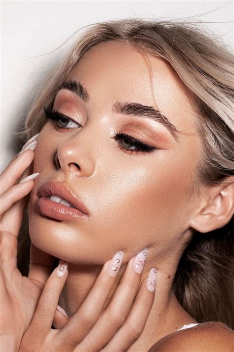 Portrait of a Caucasian Professional Female Model with Makeup Stock ...