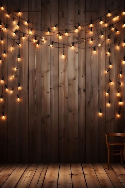 Premium Photo | Photo of Wood Panel Wall With Scattered Fairy Lights ...