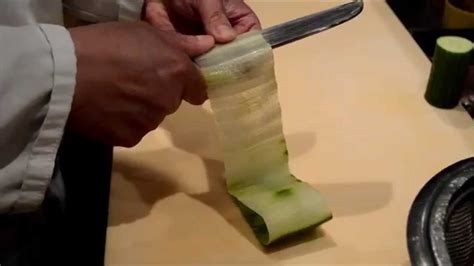 How to julienne a cucumber Japanese style - YouTube