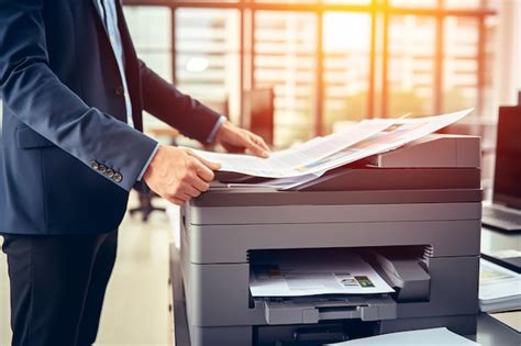 Premium AI Image | Businessman print paper on a multifunction laser ...