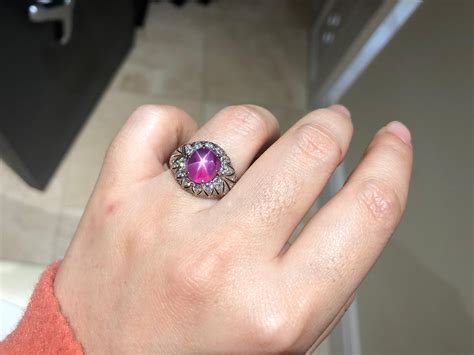 Pink Star Sapphire Diamond Ring For Sale at 1stDibs | vintage pink star ...