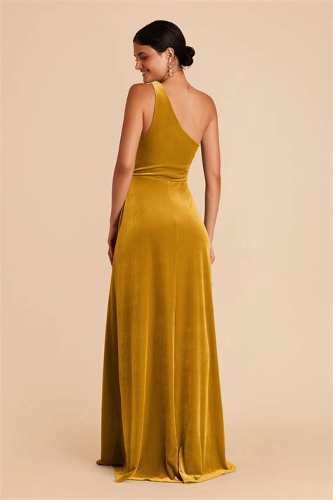 Kira Dress - Butterscotch Velvet Bridesmaid Dress | Birdy Grey